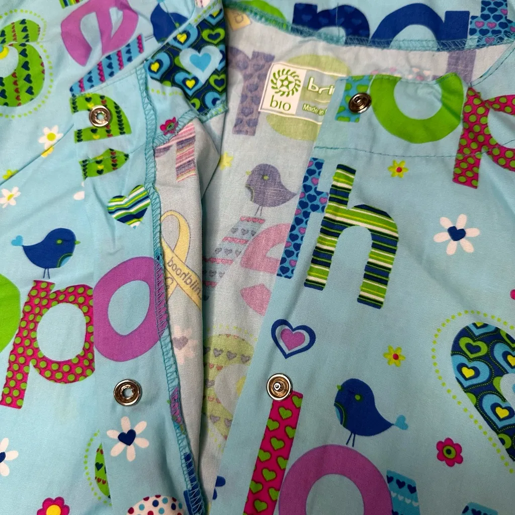 Bio Childhood Cancer Scrub Top in Light Blue Size Large NWT Love Hope Strength - Image 5