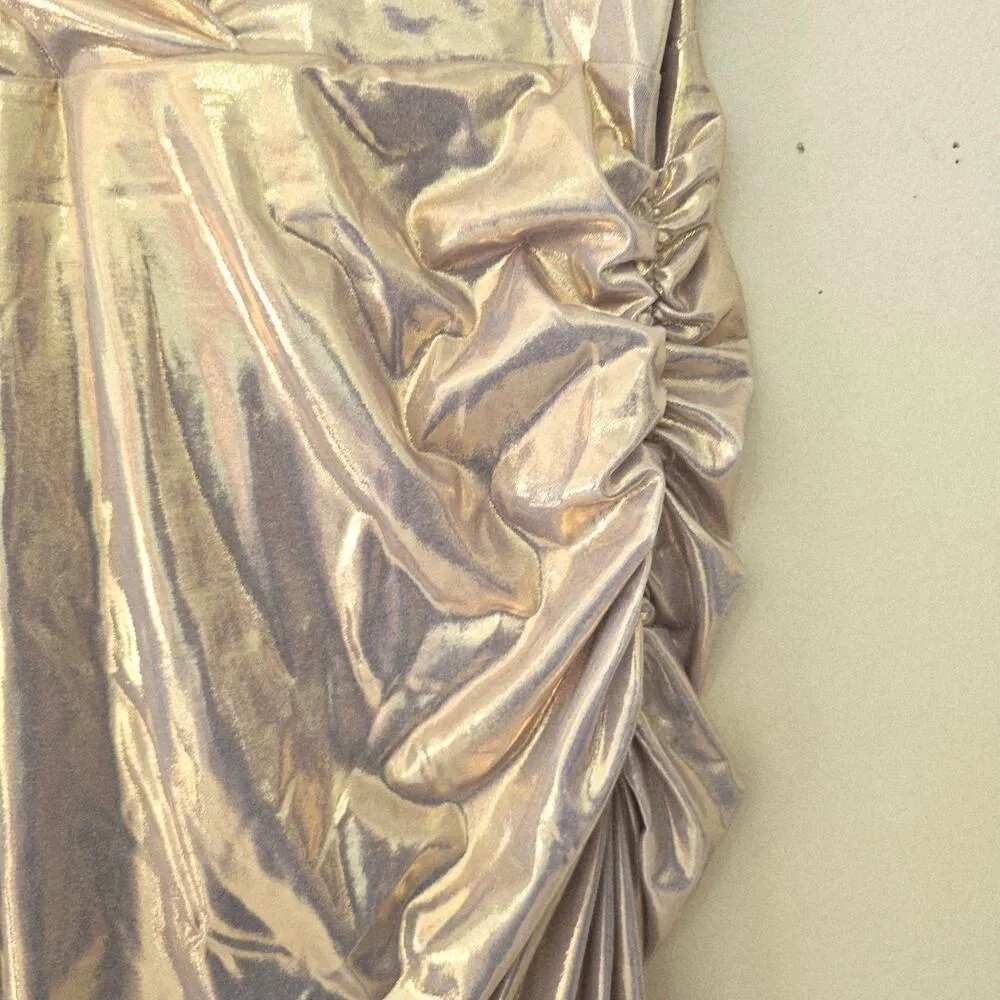 NWT Oh Polly Dalilah Metallic Maxi Gown Hooded A Light Gold Women's Size US 10 - Image 8