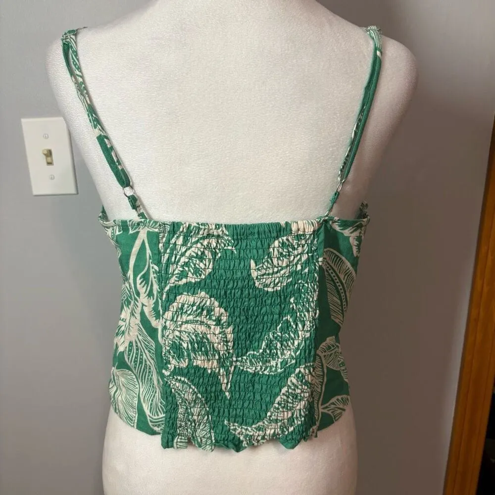 Rachel Zoe linen blend‎ tropical green halter crop top size L NEW - Image 3