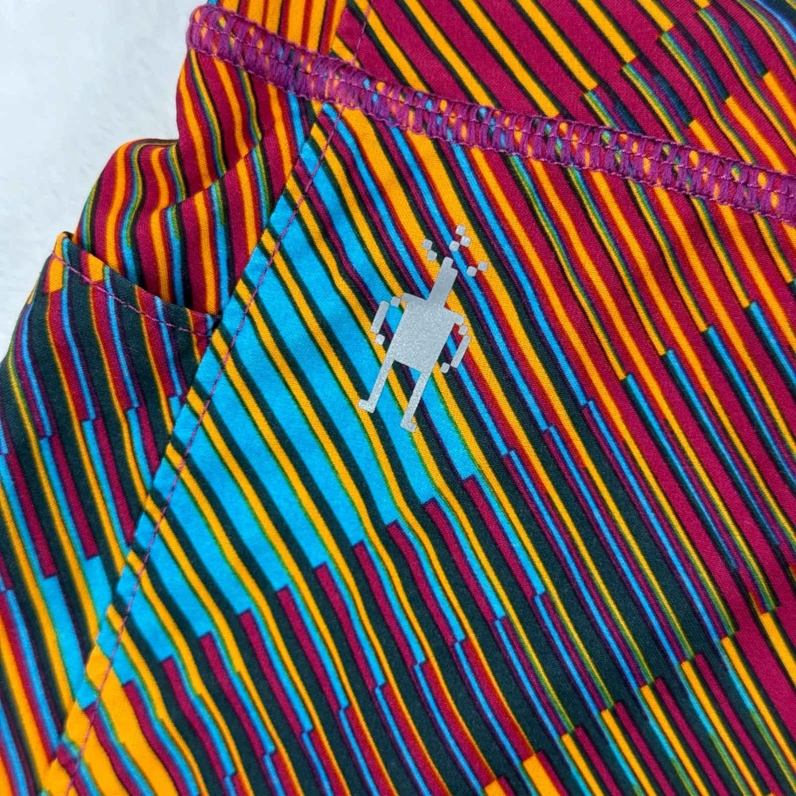 Smartwool S Athletic Skort Skirt Multi Color Striped Built In Shorts Merino Wool - Image 4