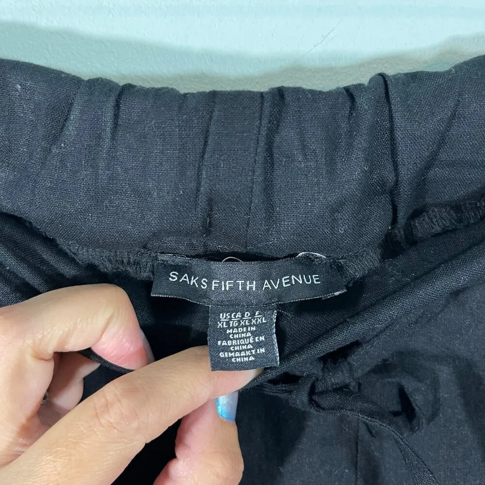 Saks Fifth Avenue Women's Black Linen Blend Cargo Jogger Size XL - Image 4