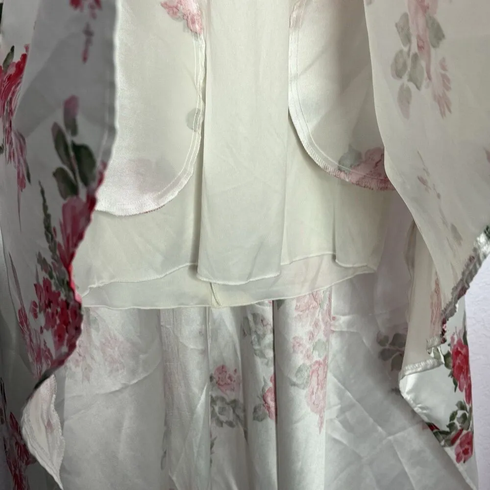 Juniors Cream  & Floral Lace & Satin High Low Prom Party Dress 11/12 - Image 7