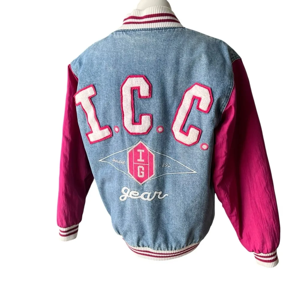 Vintage Ivy Club Classics Denim Bomber Jacket, Sz S Blue - Image 4