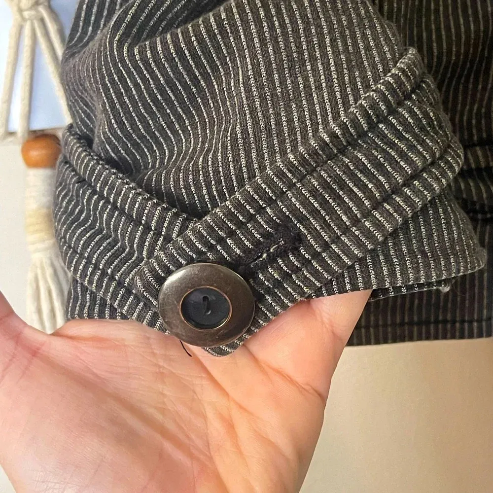 Free People Railroad Stripe Knit Gray Charcoal Moto Jacket Asymmetrical Sz XS - Image 3