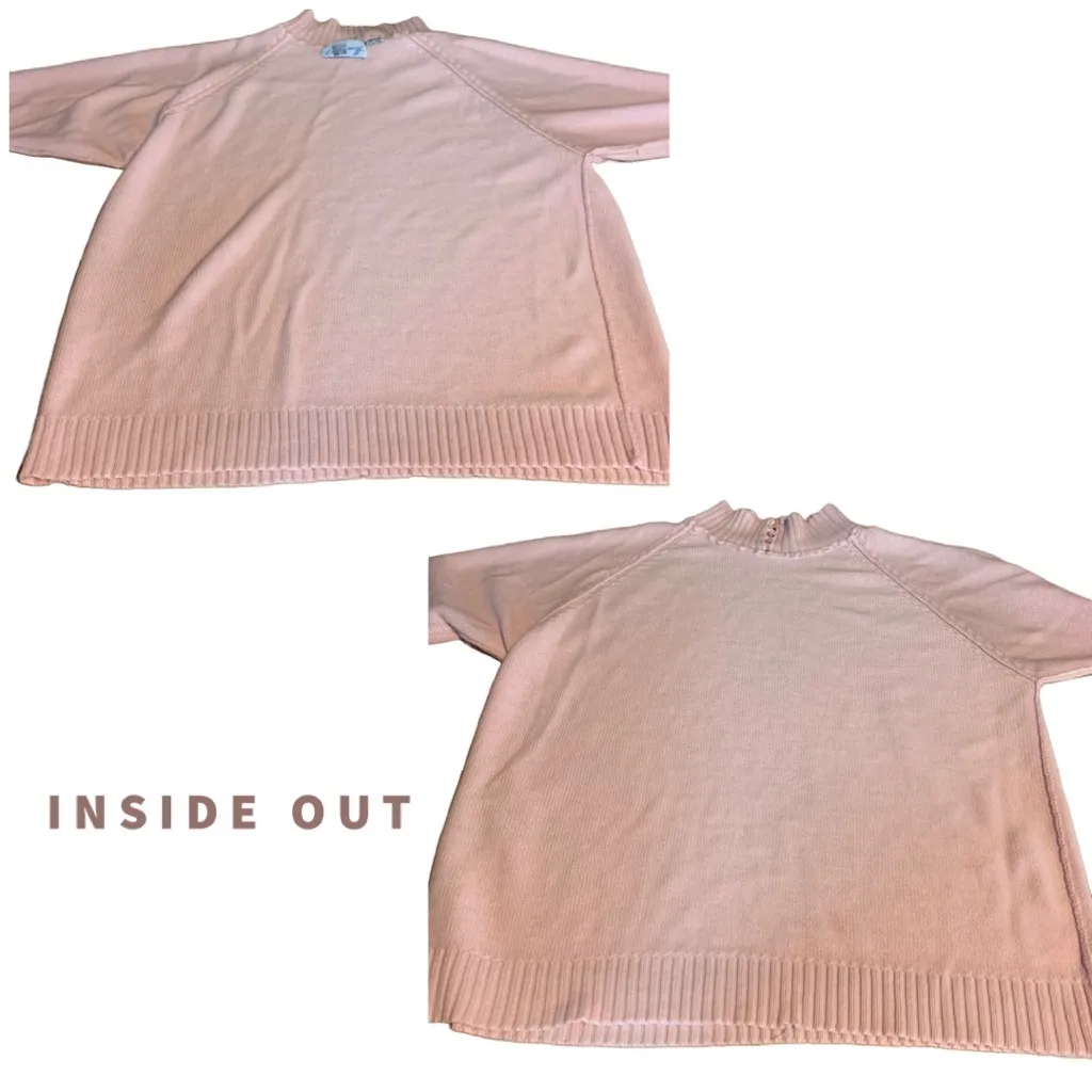 LIZ THOMAS II VINTAGE 1980'S PINK MOCK NECK 3/4 SLEEVE SWEATER (1X) - Image 9