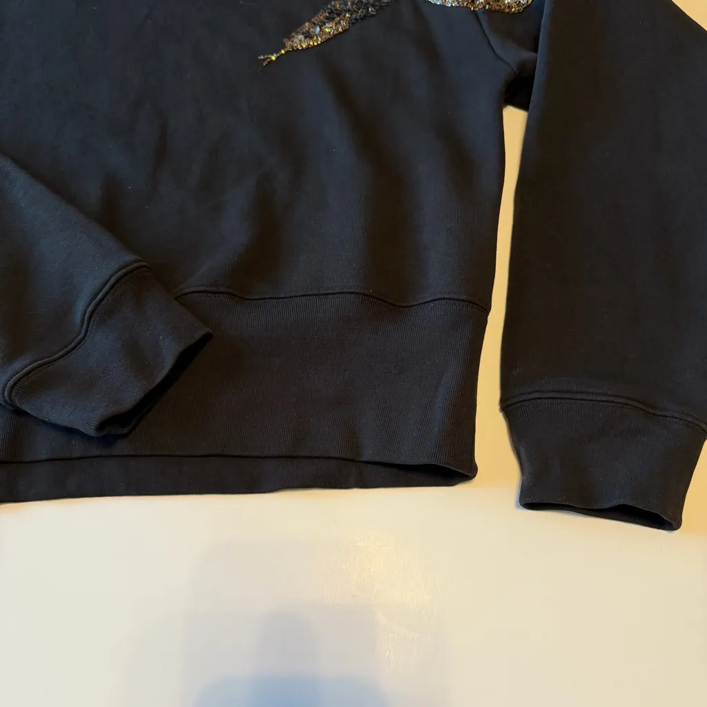 ALLSAINTS Tempest Separo Sweatshirt snake sequinns at sleeve, black, size S - Image 9