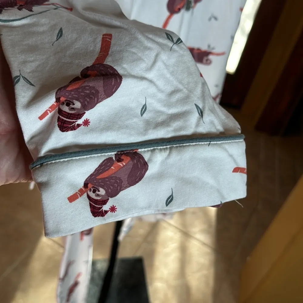 NWOT Pajamagram Sloth Classic 100% Cotton Pajama Set White Size 2X - Image 5