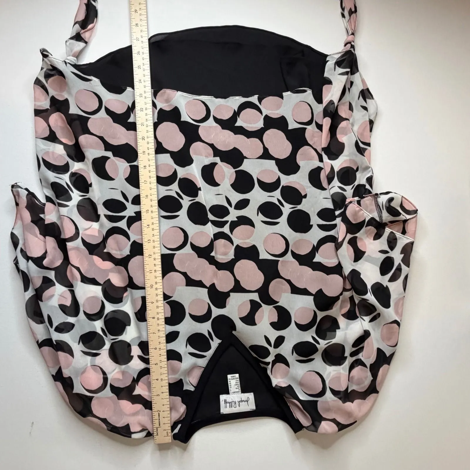 Joseph Ribkoff Polka Dot Sheer Overlay Blouse Size 4 Retro Lightweight Lined - Image 8