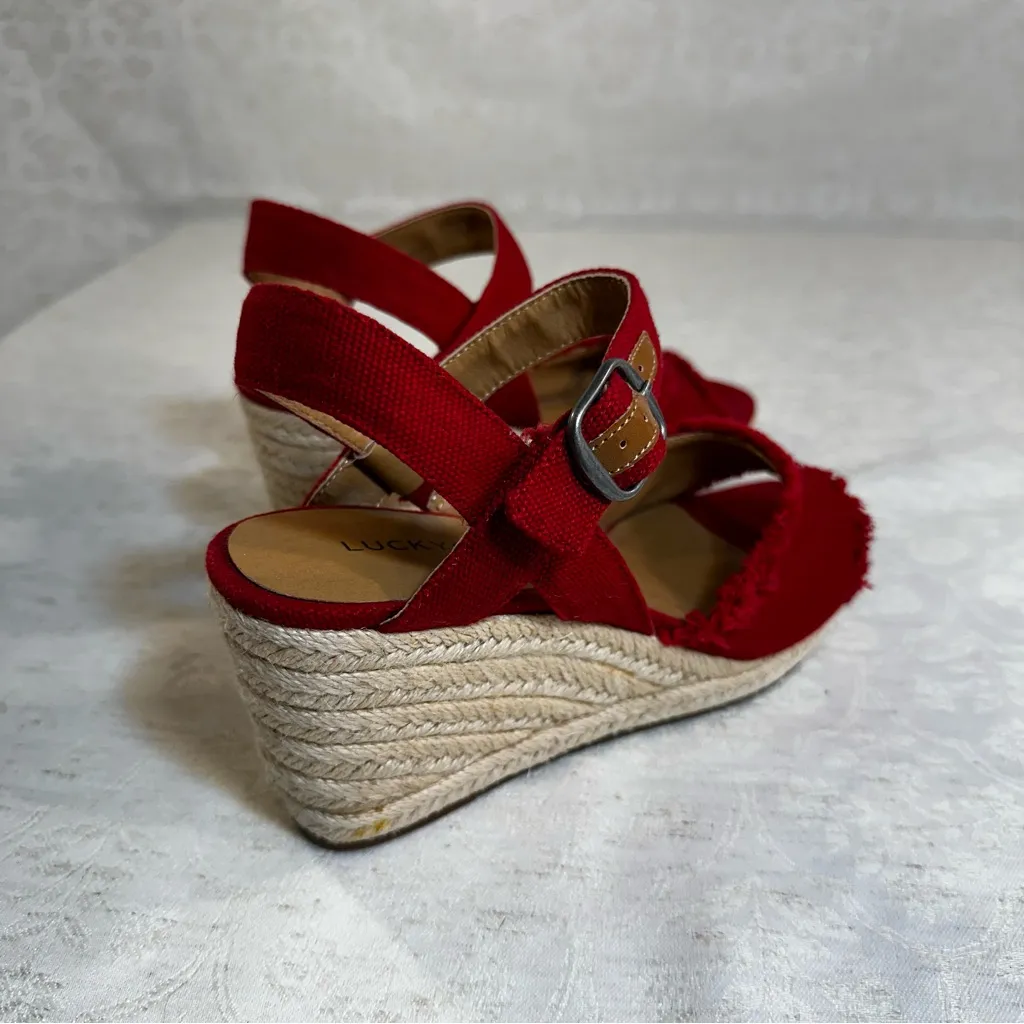 Lucky Brand Red Wedge Sandals Size 6.5 - Image 4