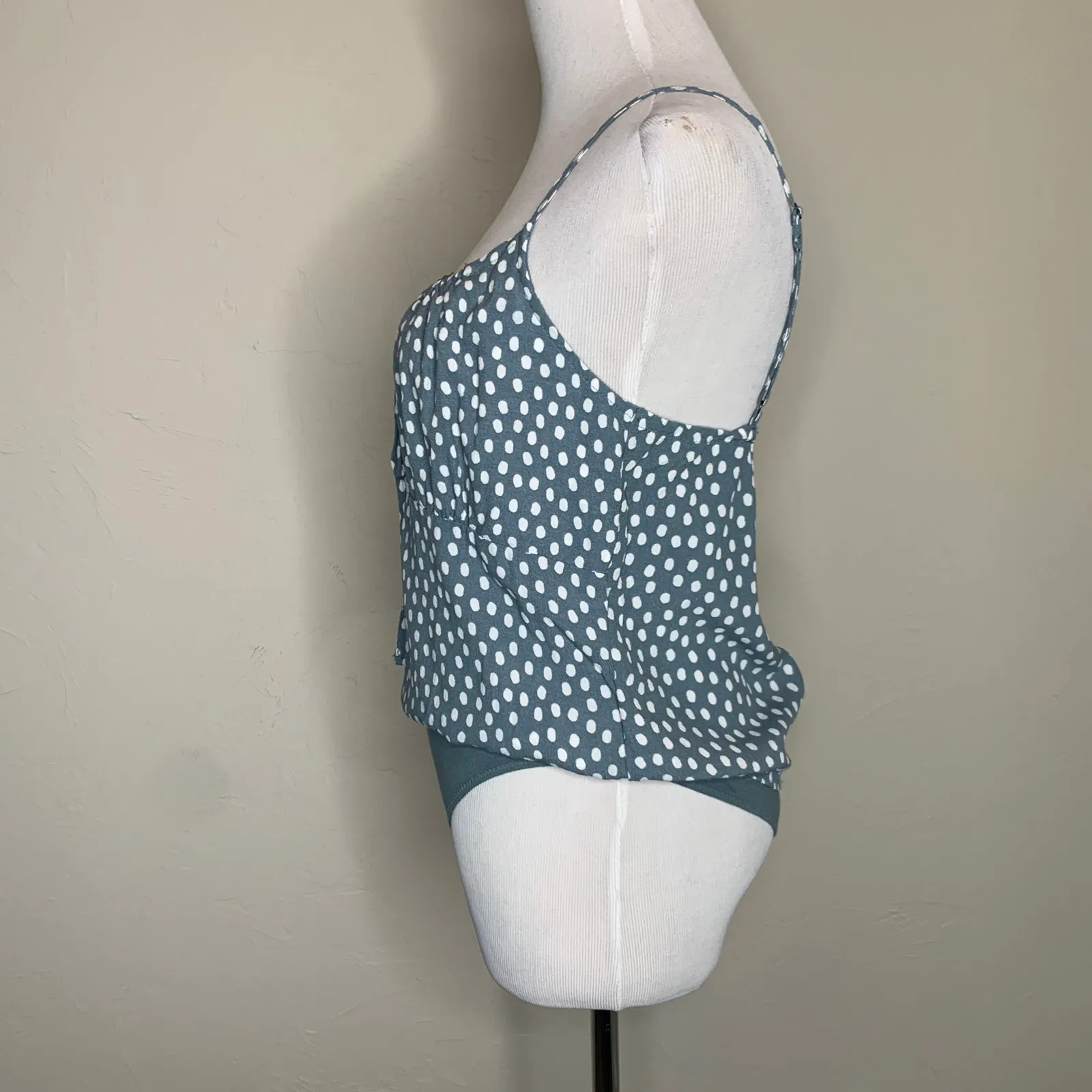 Abercrombie & Fitch Polka Dot Bodysuit Sz Small Blue Green - Image 3