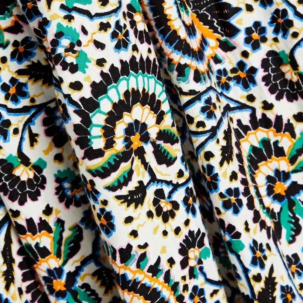 ALC Rhodes‎ Printed Cotton Poplin Tiered Midi Dress 4 Multicolor Open Back - Image 12