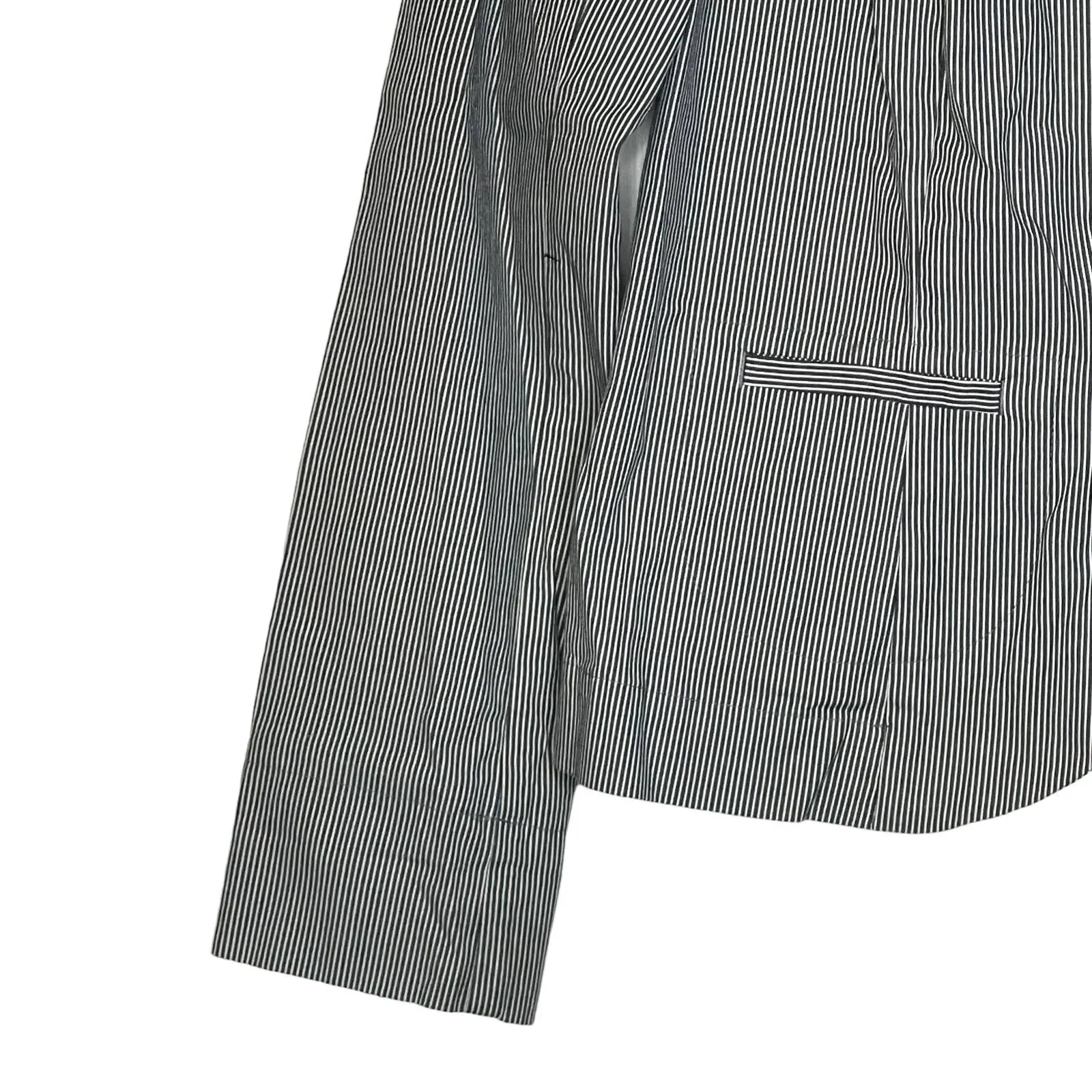 Talbots Petites Stretch Blazer Jacket Women 4 Long Sleeve Striped‎ Front Button - Image 3