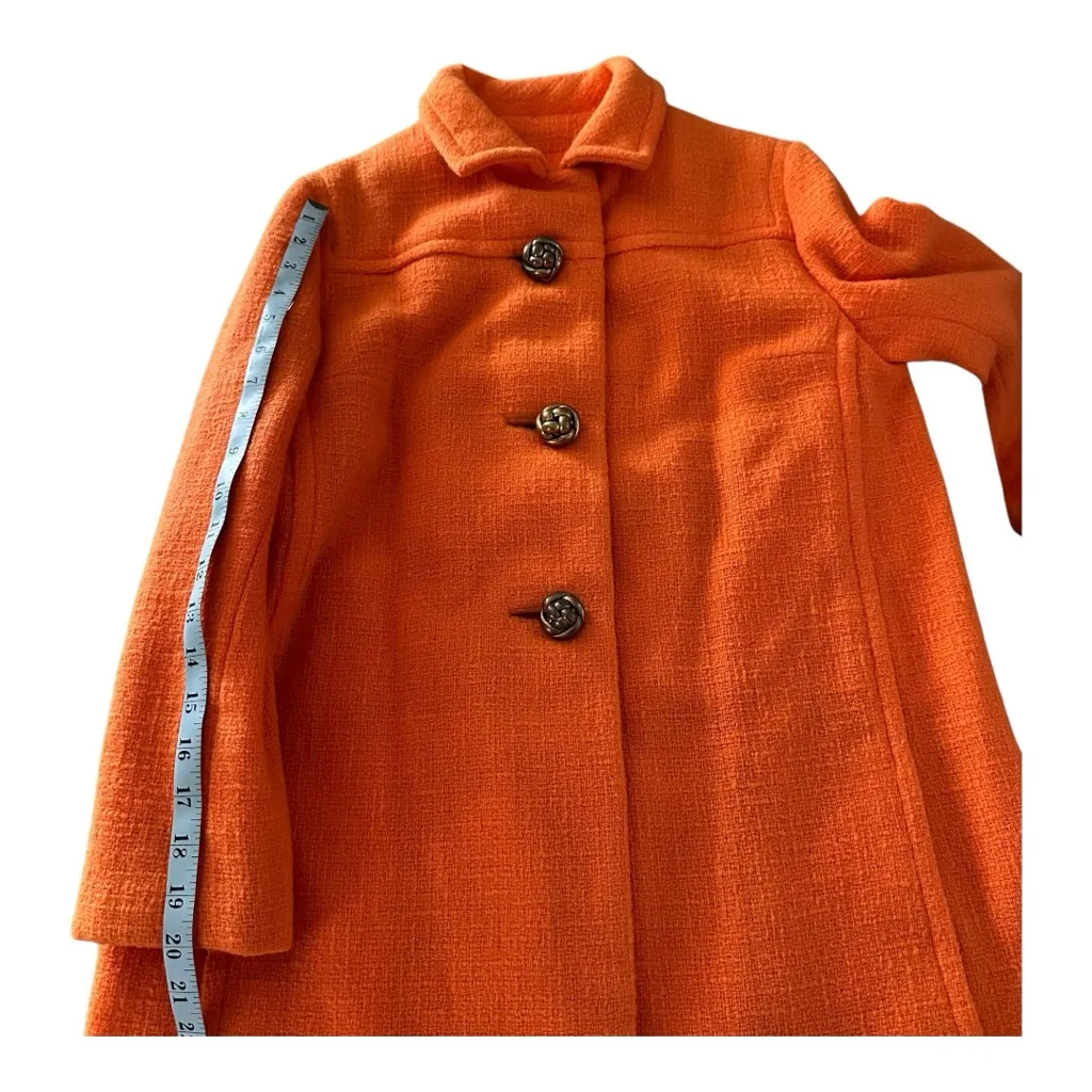 Vintage Forstmann Orange Wool 60s Swing Coat Mod A - Image 5
