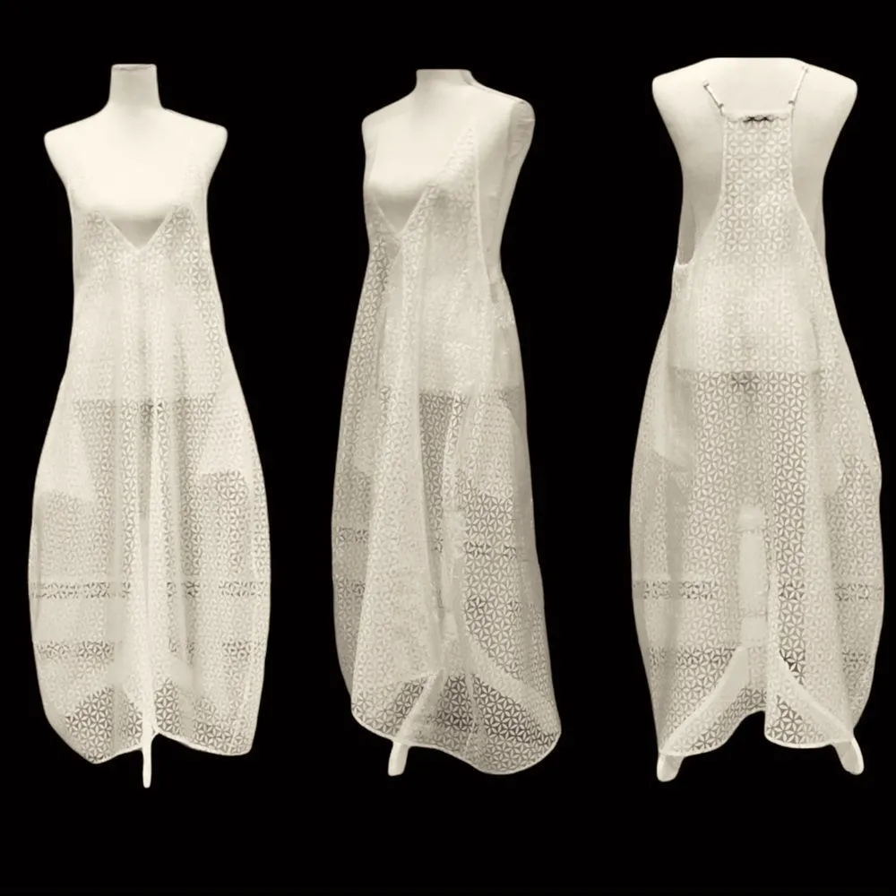 🆕 Sheer Balloon Maxi/Midi Dress💥 White Size M - Image 2