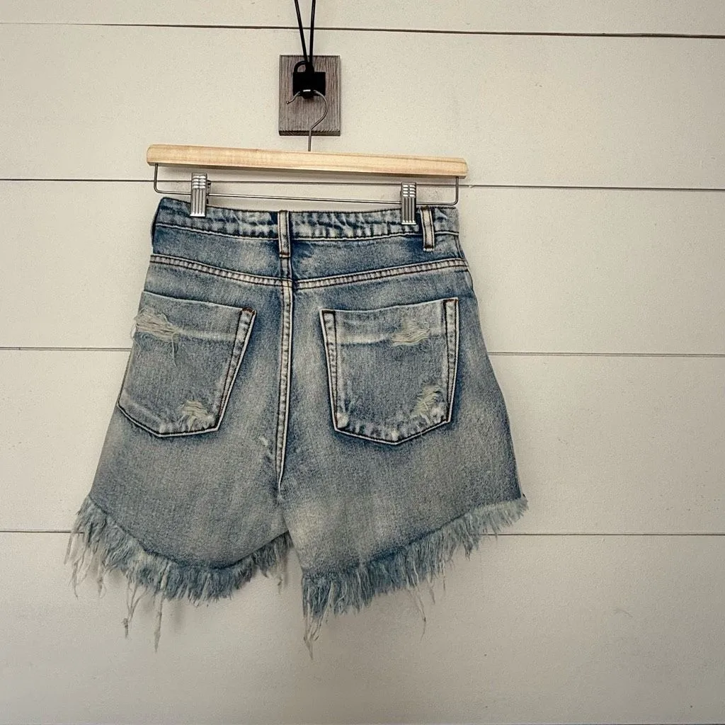 Signature8 Women’s XS Blue Denim Distressed Destroyed Shorts New - Image 3