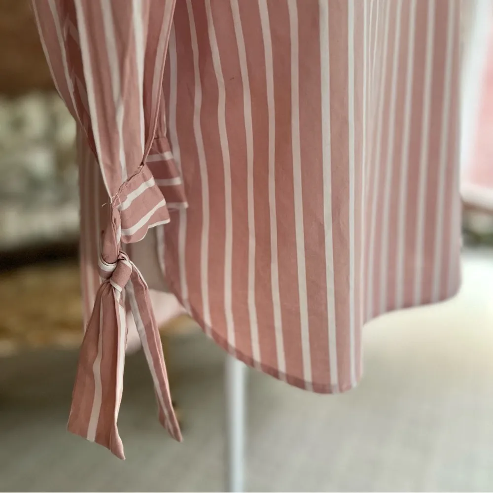 Potter’s Pot Top Off the Shoulder Striped Pink S Chic Preppy Brunch Boho Chic - Image 16