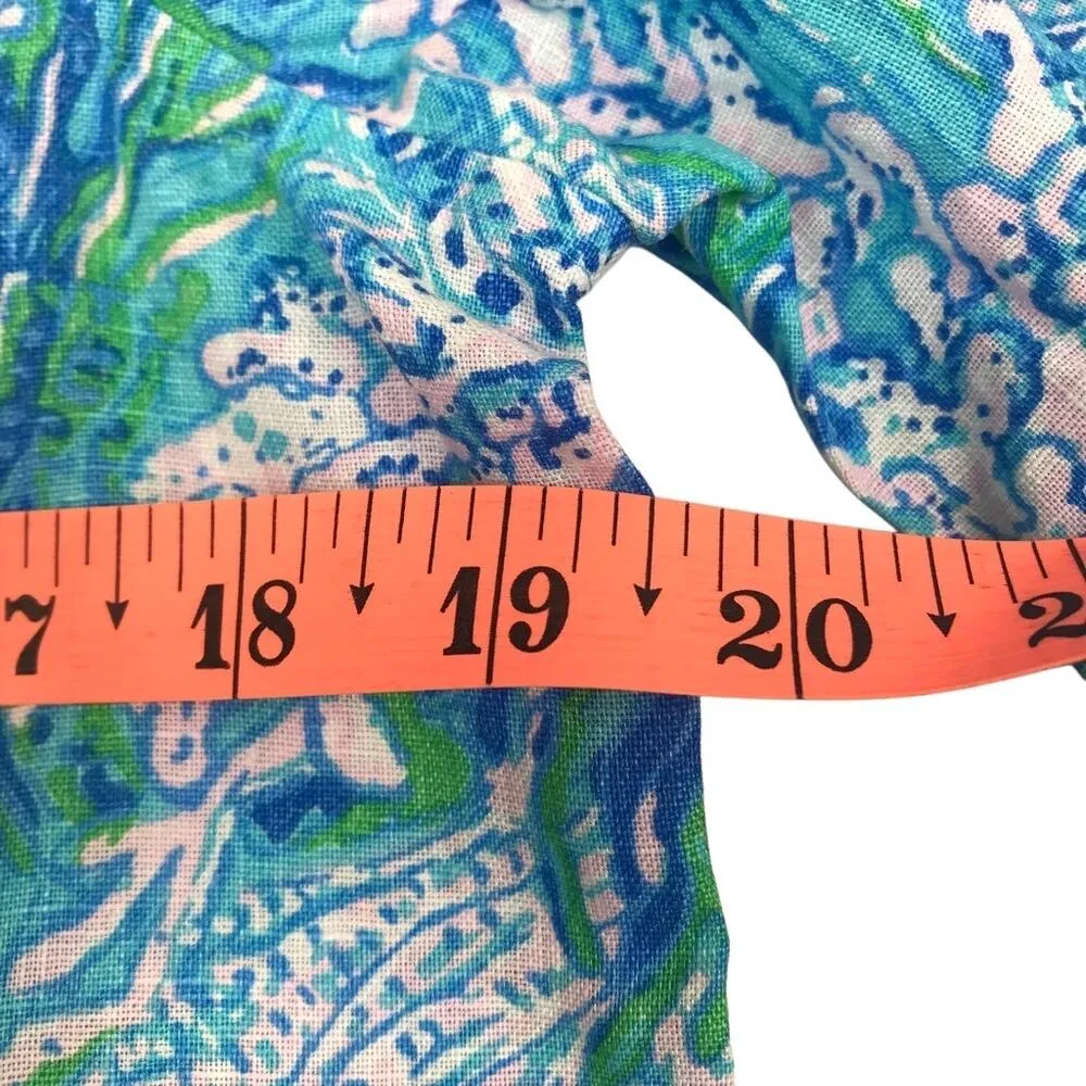 LILLY PULITZER Lagoon Linen Cover-Up Shirt Dress Women S Oversize Beach Resort - Image 16