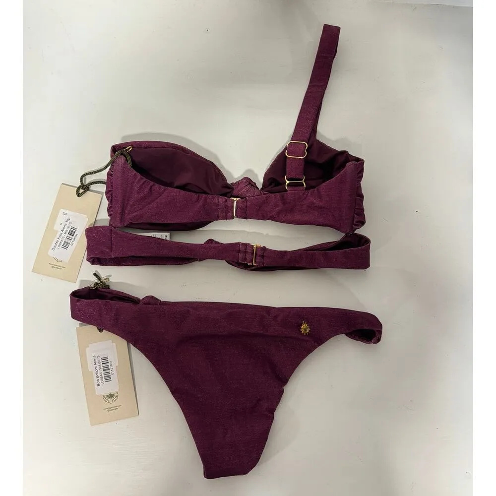 NWT The Garzetta Arena Double Knot Top & Bow Bottom Bikini Set Burgundy Womens S Purple - Image 4