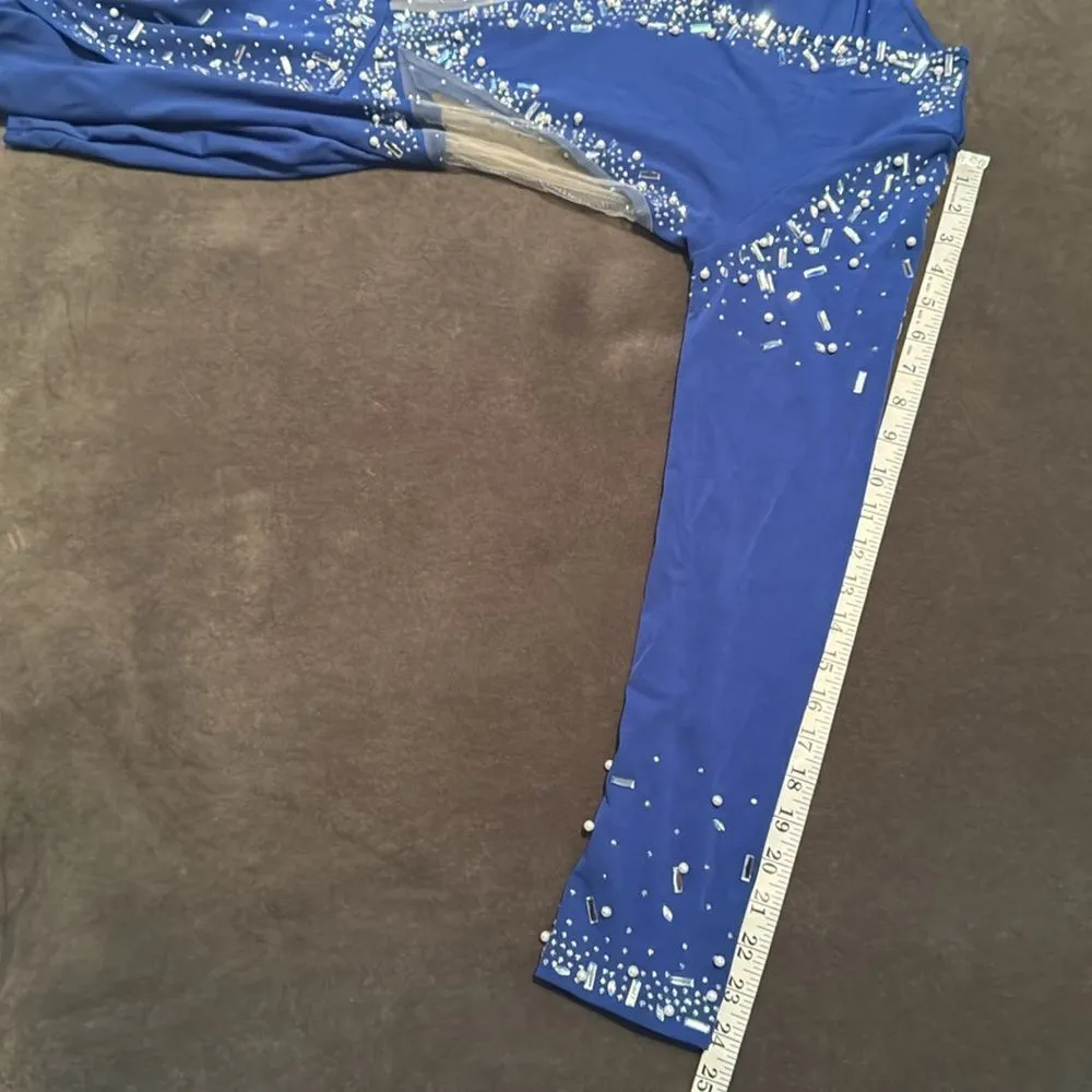 Women’s Blue Sparkly Long Sleeve V - Image 13