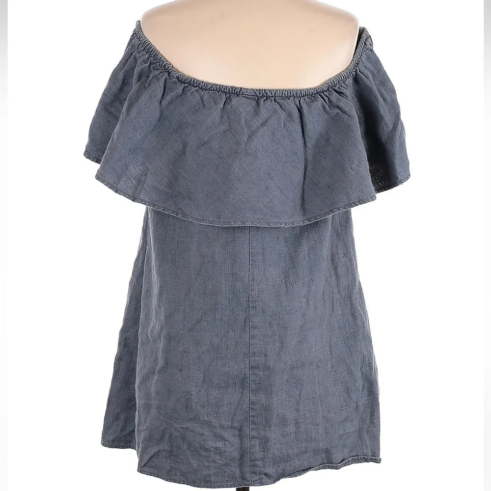 Reformation Smokey Denim Blue Gray Off The Shoulder Square Neck Dress Size XS - Image 3