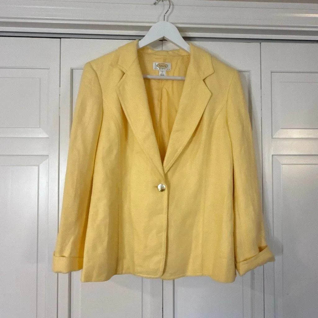 Talbots Vintage 100% linen yellow single button blazer 6 - Image 2