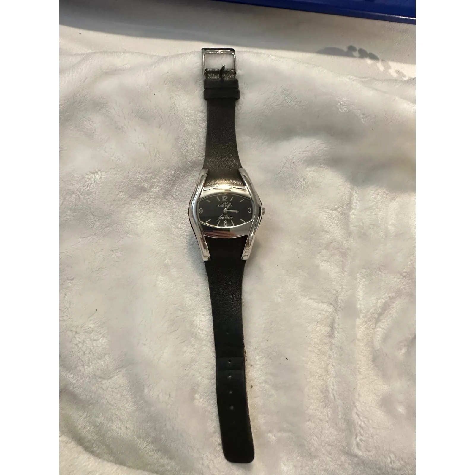 Anne Klein Women's Quartz Watch Stainless Steel Black Dial Leather Band Silver‎ - Image 11