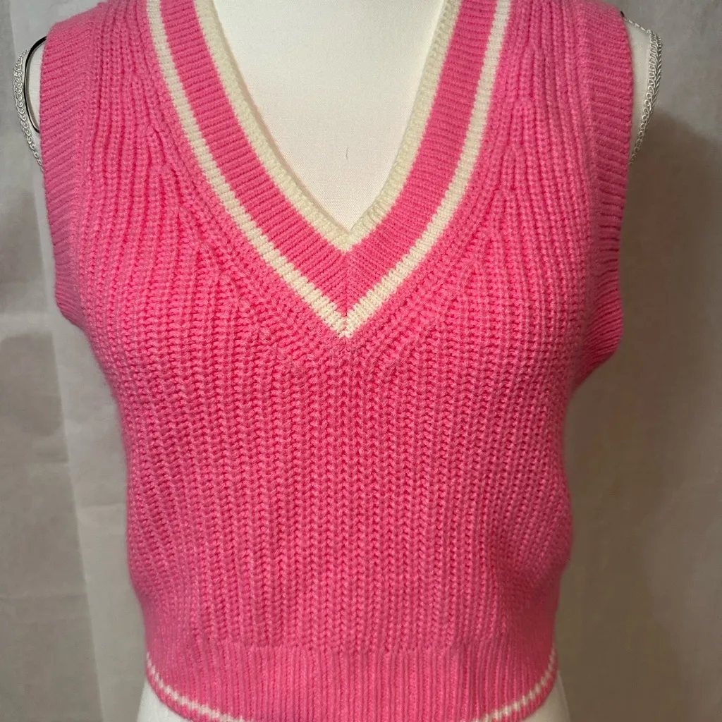 Divided Bright Pink V-Neck Sweater Vest - Image 6