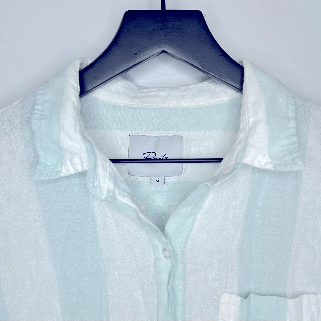 Rails Charli Moss Stripe Button Down Linen Blend Top Size M - Image 5