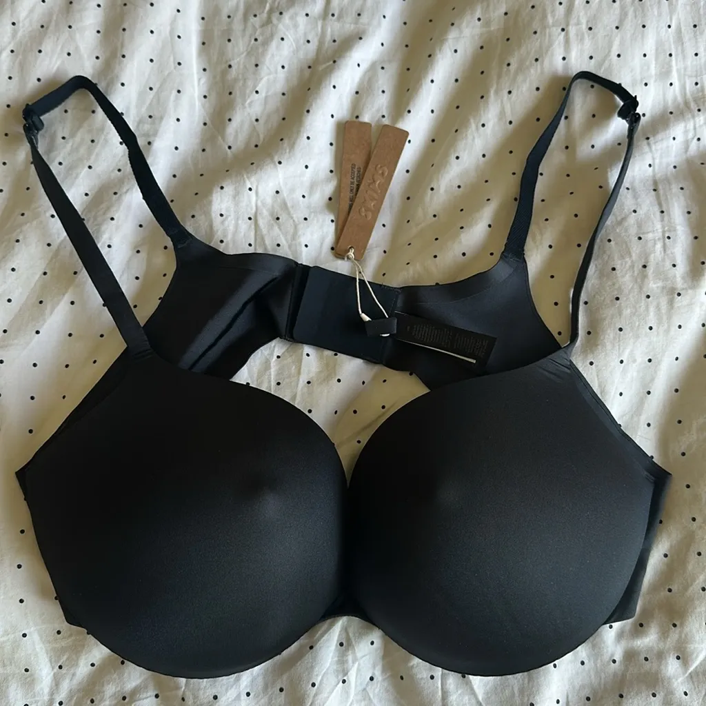 NWT SKIMS Ultimate Padded Plunge Pushup Push Up Nipple Bra Black ONYX 40B - Image 7