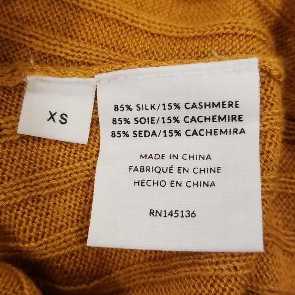 💕NAADAM💕 Ribbed Cropped Cardigan Silk Cashmere Blend ~ Gold XS NWT - Image 11