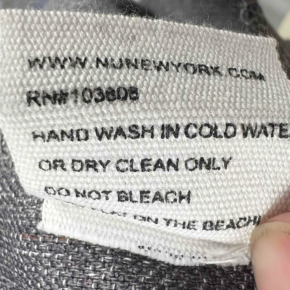 Nu New York Gray Pinstripe Wool Collarless Blazer Jacket Snap Closure S/M - Image 6