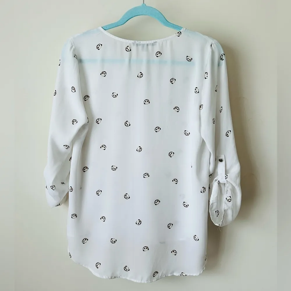 Sweet Rain Women’s Blouse with Zippered Neckline and Panda Design -  Size M - Image 8