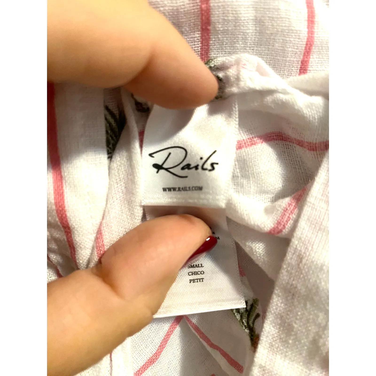 Rails Charli shirt Pink Palm Stripe Women's sz. S - Image 9