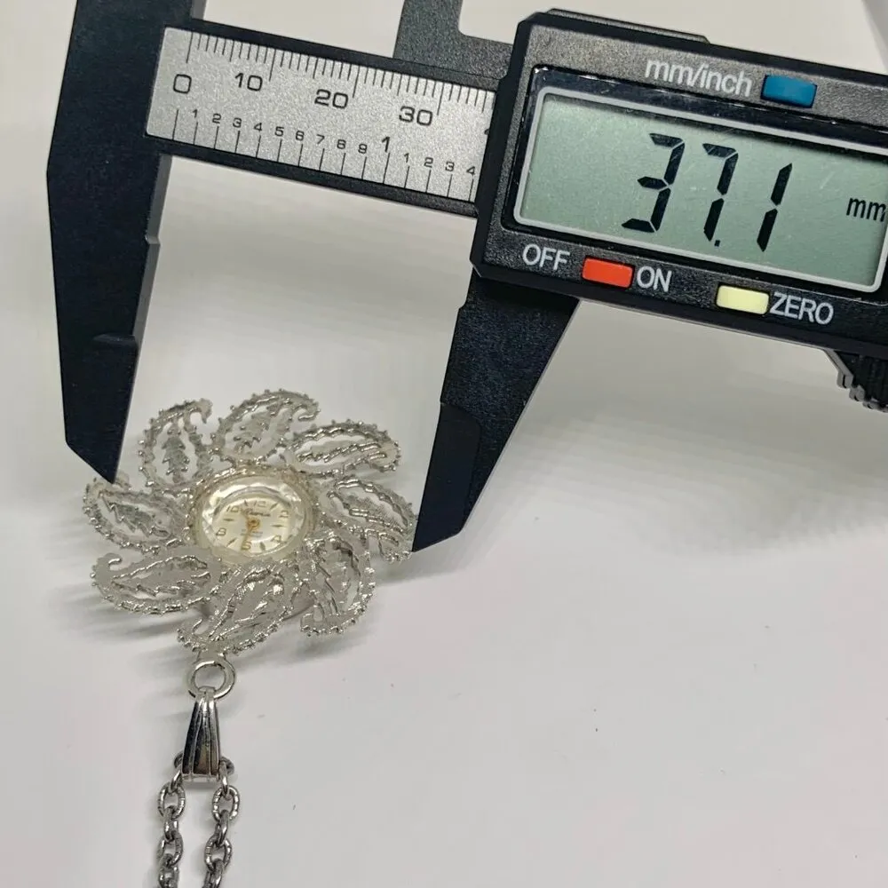 Vintage Darlin Swiss 17 jewels incabloc mechanical pendant watch chain works - Image 5