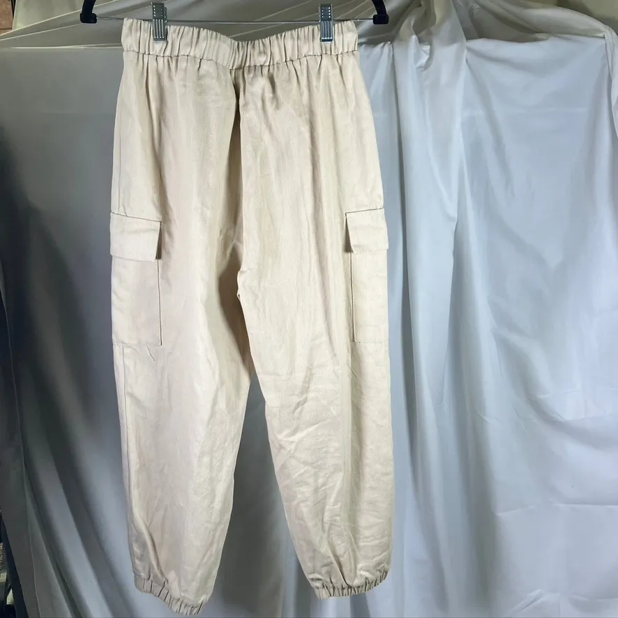 Crescent Cargo Pants Womens‎ Small Drawstring Elastic Waist Beige Cotton - Image 10