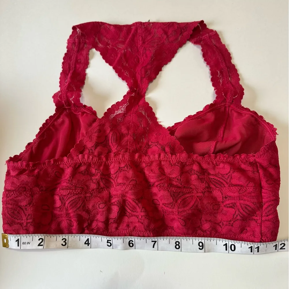 Women’s Small Bra Dark Red Bralette Intimately Floral Lace Racerback - Image 6