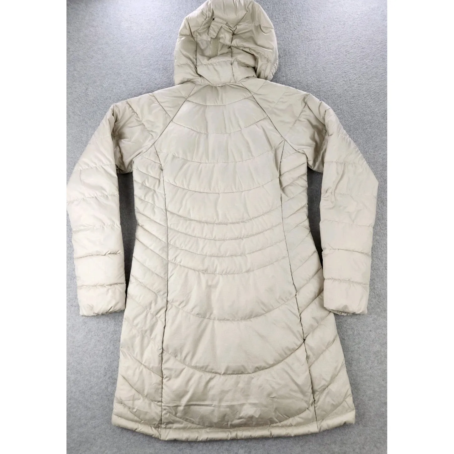 Columbia Karis Gale Long Hooded Puffer Jacket Off White Winter Coat Sz‎ Small - Image 8