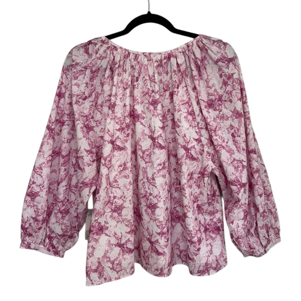 NWT Tuckernuck Hyacinth House Pink Abstract Floral Maisie Tie Blouse - Image 4