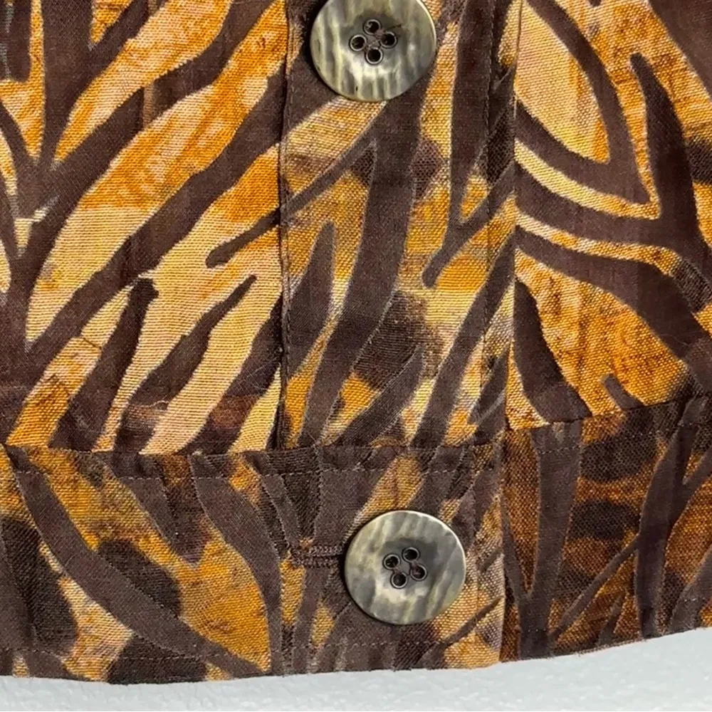 COLDWATER CREEK Size 12 Animal Print Brown Jacket Shirt Blouse Top - Image 4