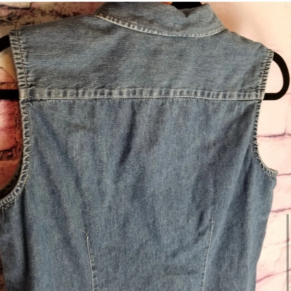 Marsh Landing VINTAGE 90S TEACHER MOM STYLE  DENIM TANK SHIRT DRESS 12 - Image 9