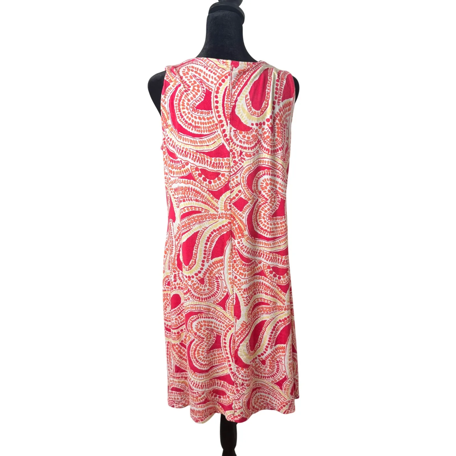 Chicos 1 Lace Up Pink White Paisley Mosaic Shelley Shift Dress Size M Resortwear - Image 2