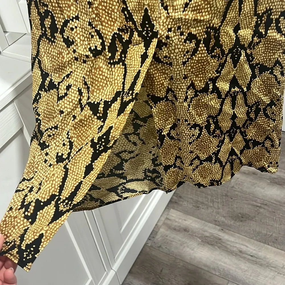 BA&SH Jupe Carry Midi Skirt, Slit, Ruched, Snakeskin, Size 2 (8/M) - Image 10