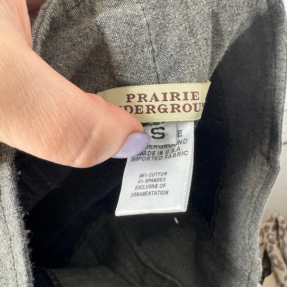 PRAIRIE‎ UNDERGROUND Gray Zipper Front Pull On Cropped Pants Size Small - Image 6