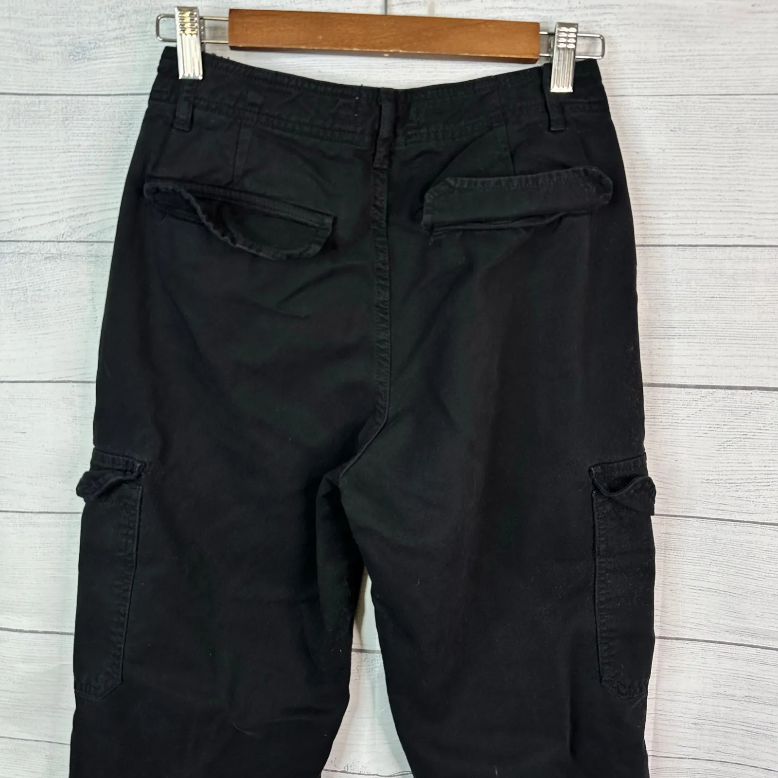 Zara Womens size 4 Cargo Wide Leg Pants Jeans Black Y2K Grunge Streetwear - Image 6