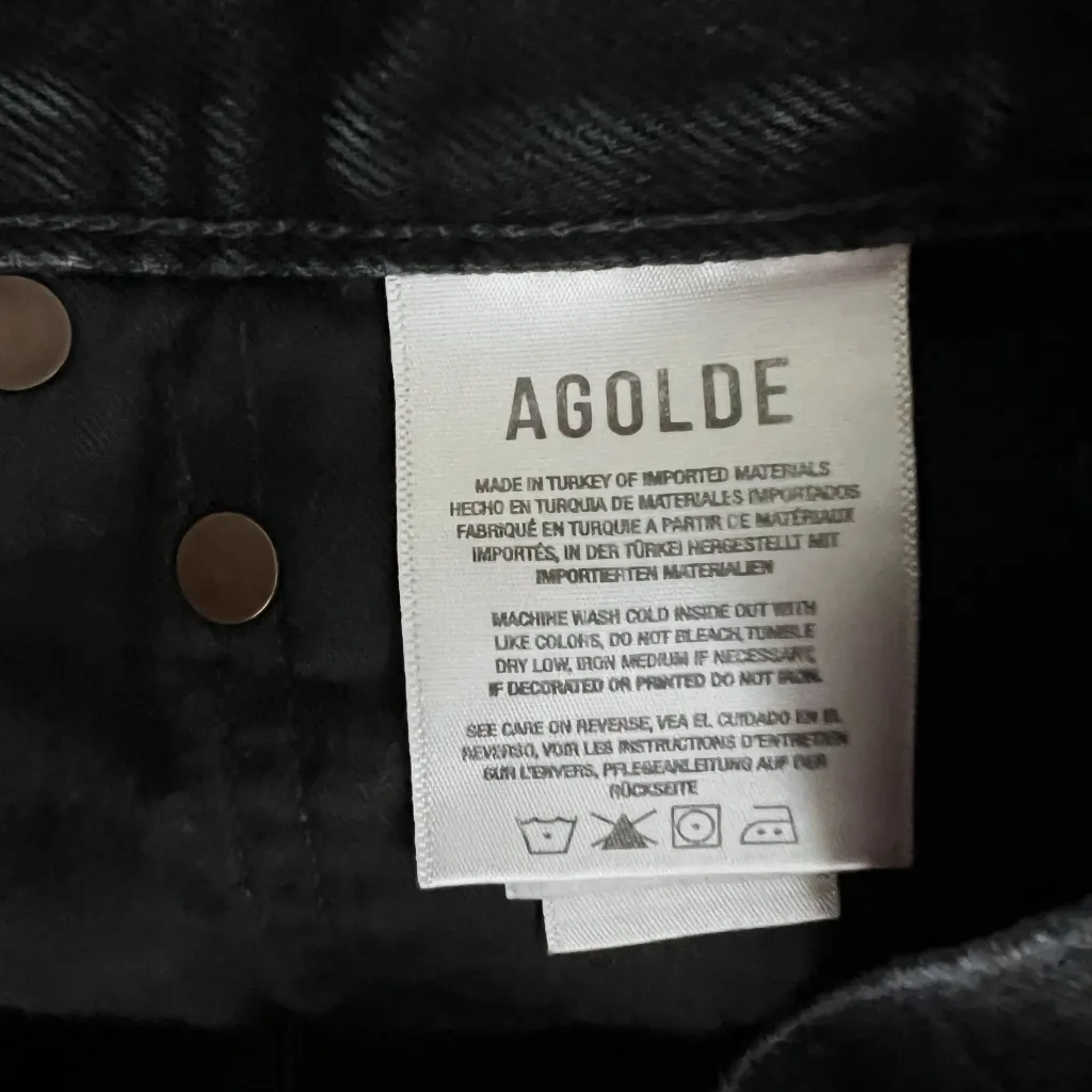 Agolde Women's Parker Cotton Denim High Waisted Raw Edge Hem Jean Shorts Black  - Image 3