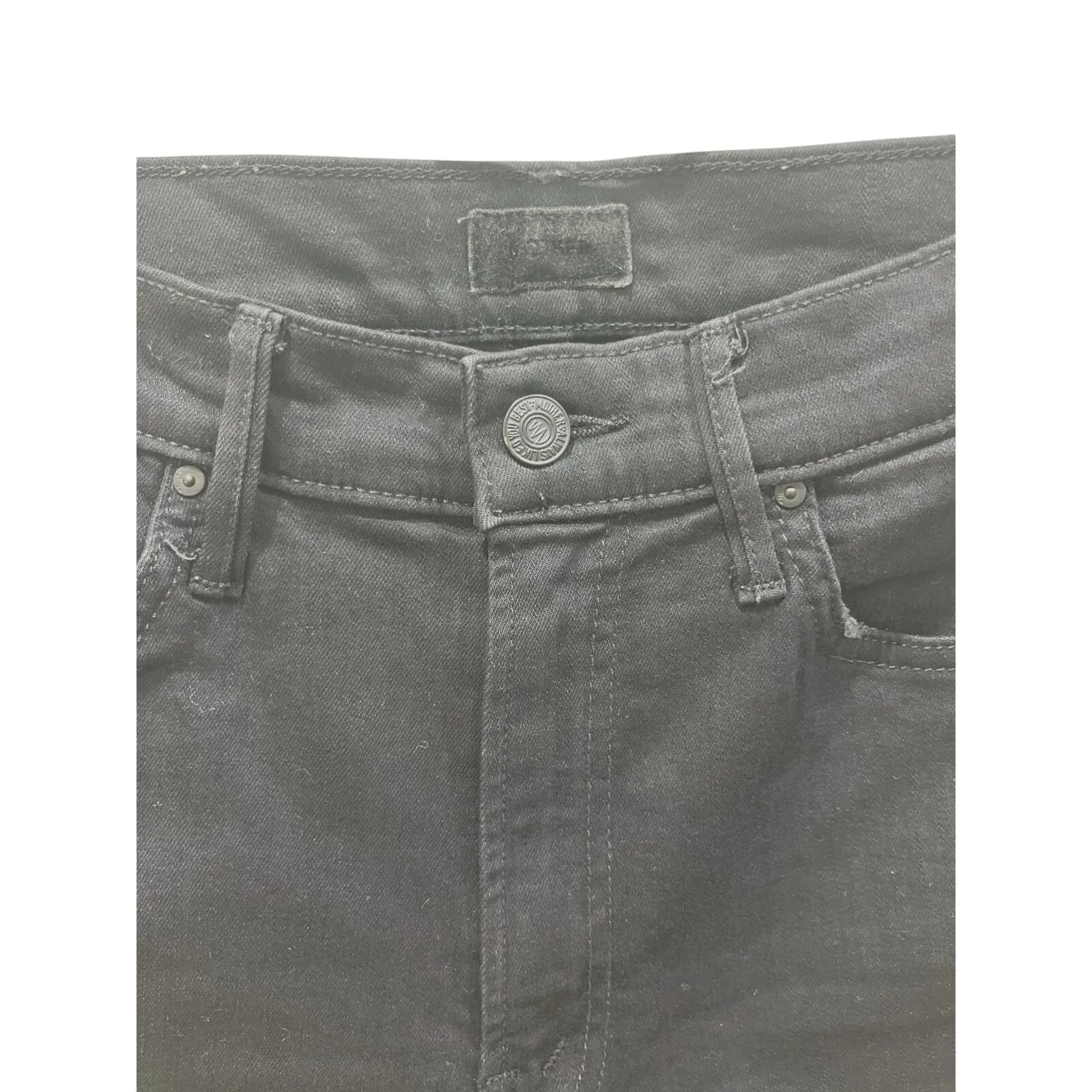 MOTHER Insider Crop Step Fray Jean in Guilty Racer Stripe Sz 27 Black - Image 5