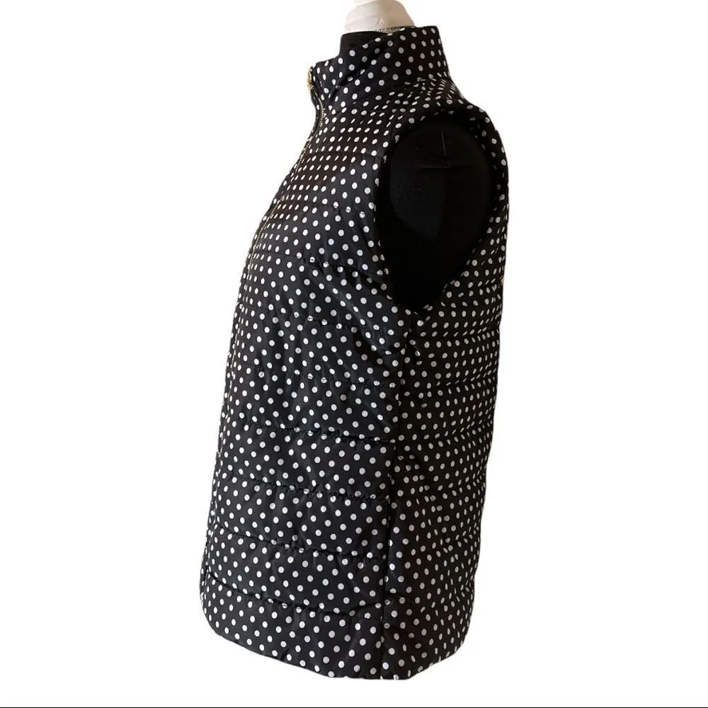 Michael Michael Kors Black Quilted Puffer Vest White Polka Dots M - Image 4