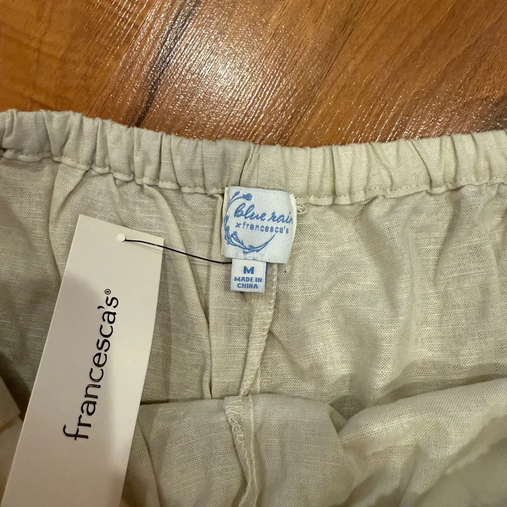 Blue rain x Francesca’s linen blend shirt with rickrack squiggle detail NWT‎ med - Image 2