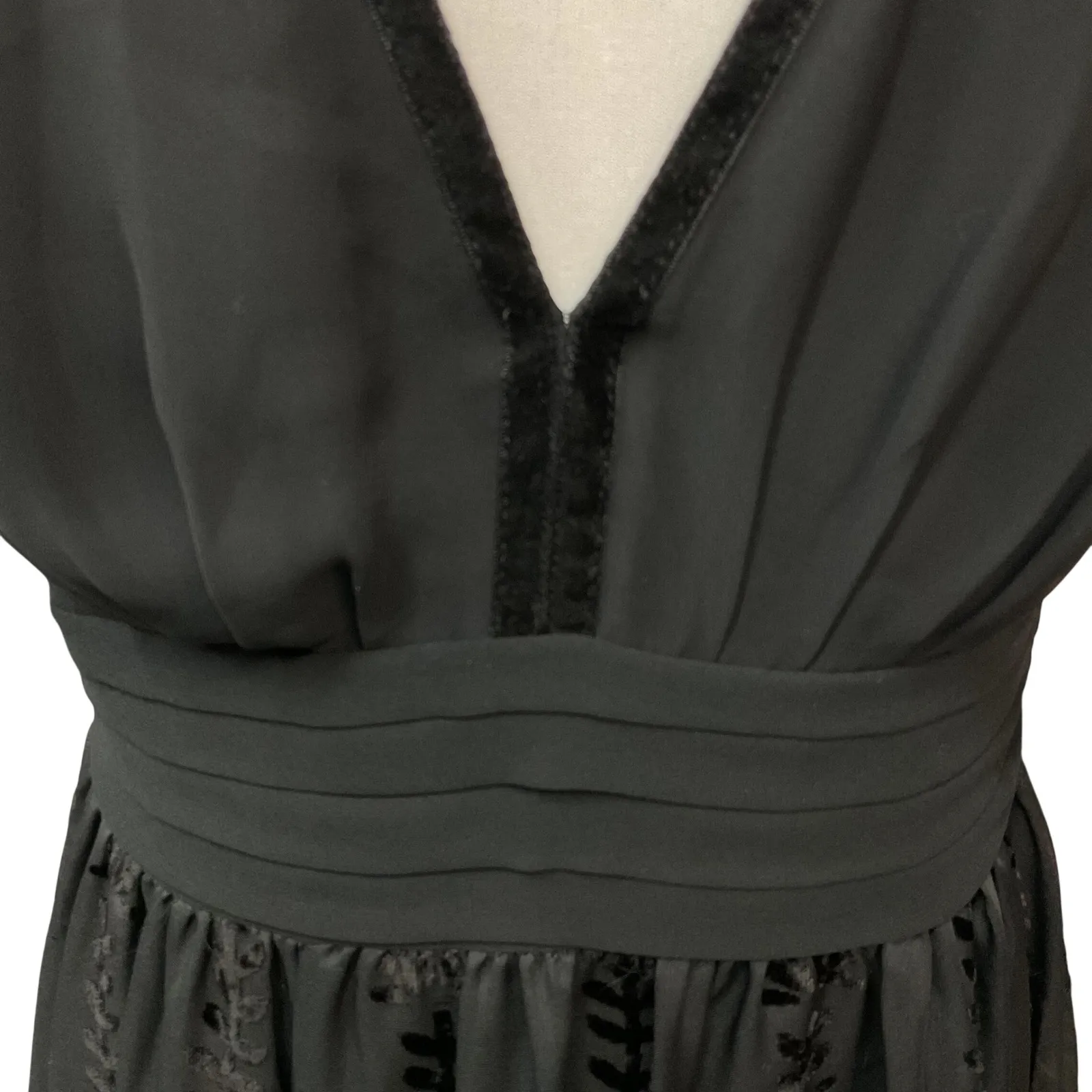 H&M Deep V Neck Tiered Waistband Velvet Embossed Skirt Cocktail Dress Sz 10 NWT - Image 5
