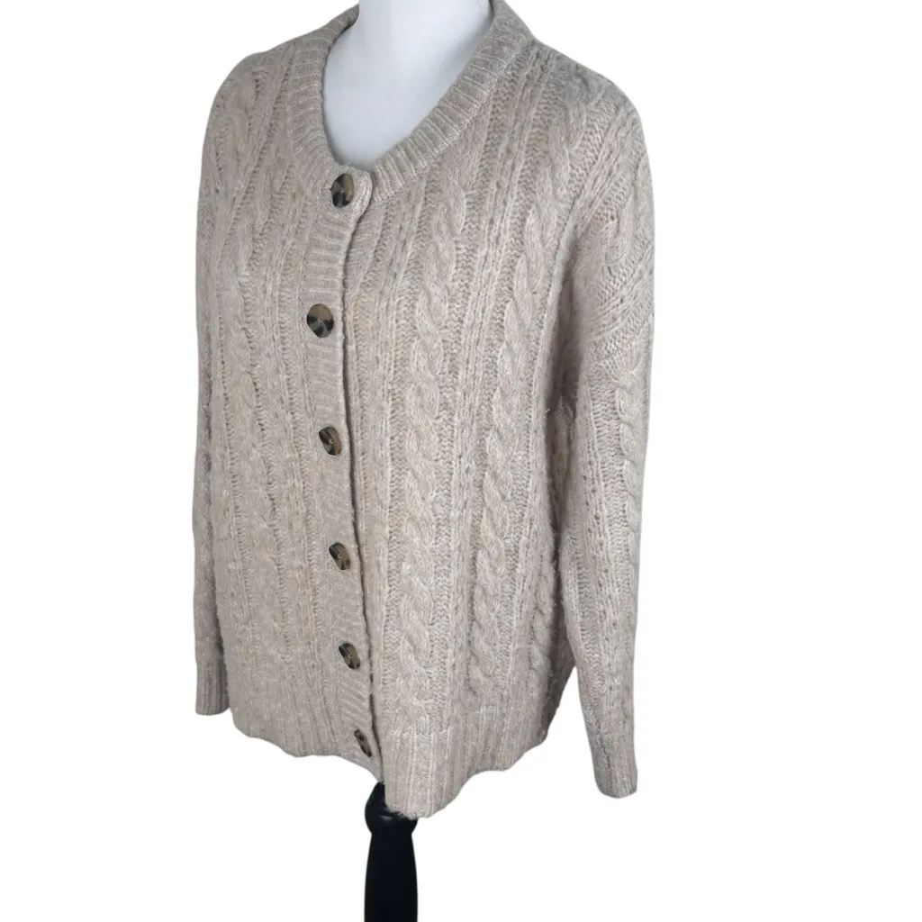 Madewell Oversized Relaxed Fit Chunky Oatmeal Grandpa Cardigan Sweater Small - Image 10